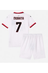 AC Milan Alvaro Morata #7 Babyklær Borte Fotballdrakt til barn 2024-25 Korte ermer (+ Korte bukser)